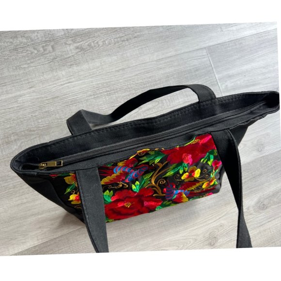 Tote Bag Flowers & Bird Embroidered Large - Picture 5 of 6